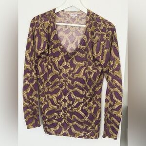 Versace Jeans collection Beige and Purple thin Knit Top size M